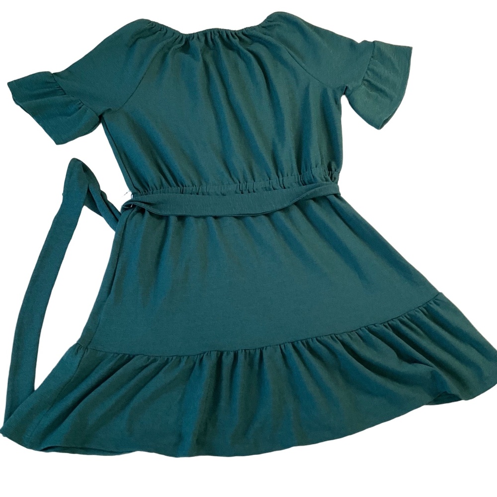 Michael‎ Kors Belted Off-Shoulder Dress Short Sleeves Ruffled Hem XL - Picture 6 of 6